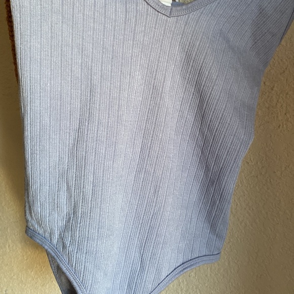 Aura Stretch Bodysuit - Ribbed Powder Blue - Picture 4 of 9